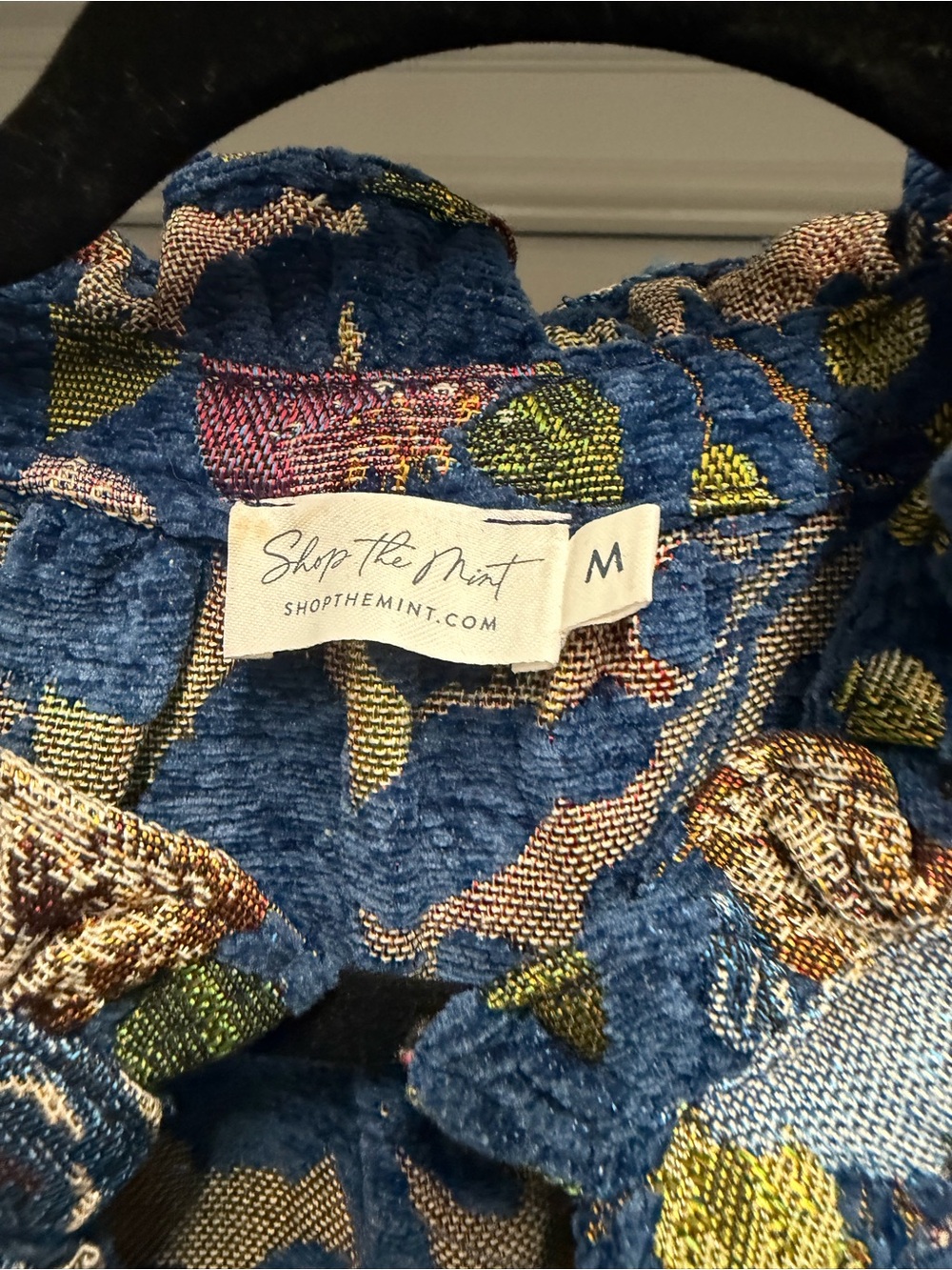 Floral Tiered Long-Sleeve Dress in Blue and Pink - Picture 2 of 3